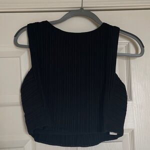 Love, Bonito Dez Pleated Boat Neck Crop Top Black, size 6. Pleated.